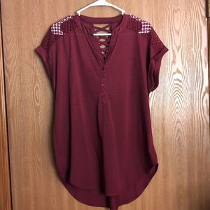 Maroon Short Sleeve Blouse